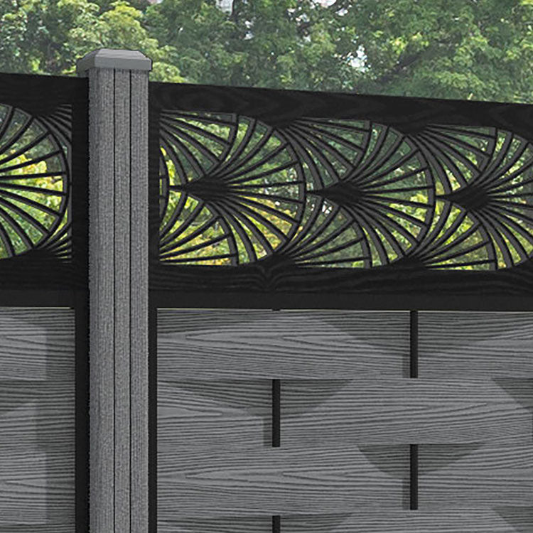 Ripple Laurel Fence Panel - Mid Grey - with our composite posts