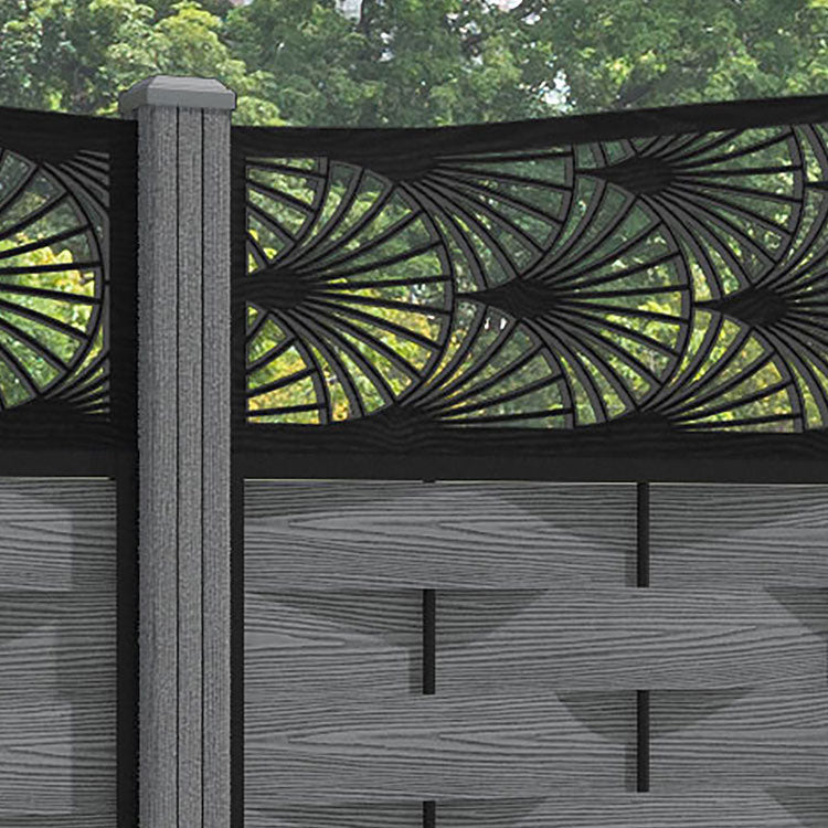 Ripple Laurel Curved Top Fence Panel - Mid Grey - with our composite posts
