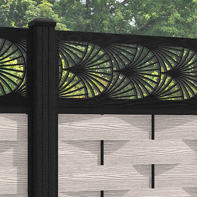 Ripple Laurel Fence Panel - Mid Stone - with our composite posts