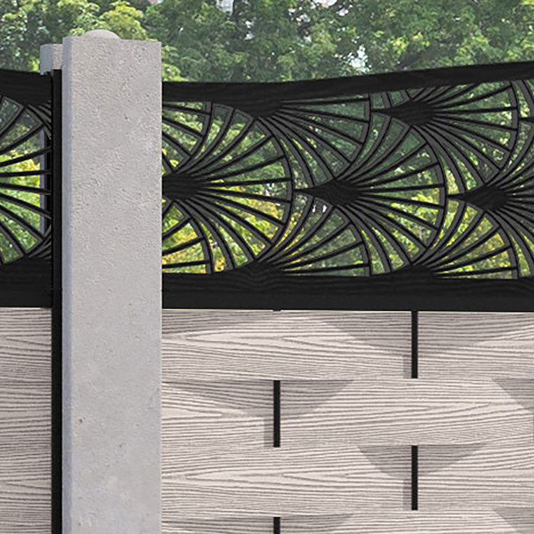 Ripple Laurel Curved Top Fence Panel - Mid Stone - for existing concrete posts