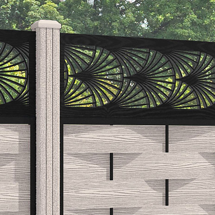 Ripple Laurel Fence Panel - Mid Stone - with our composite posts