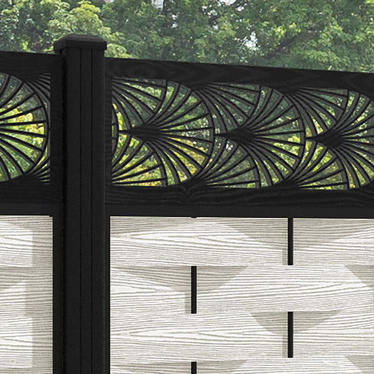 Ripple Laurel Fence Panel - Light Stone - with our aluminium posts