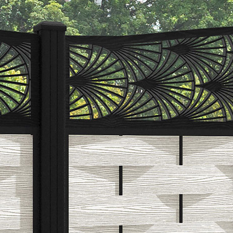Ripple Laurel Curved Top Fence Panel - Light Stone - with our aluminium posts