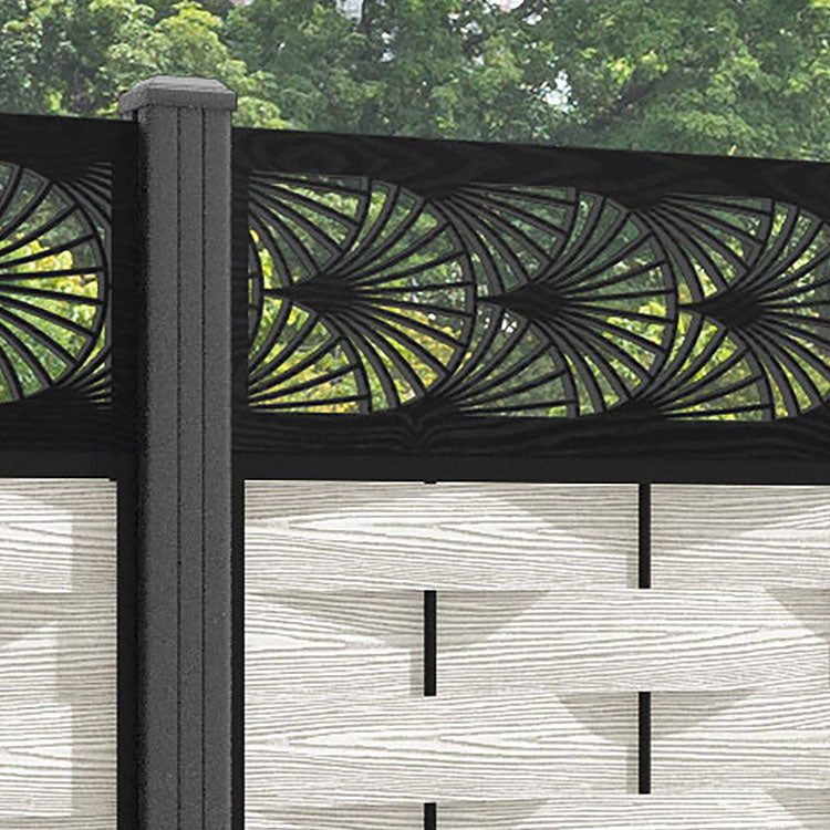 Ripple Laurel Fence Panel - Light Stone - with our aluminium posts