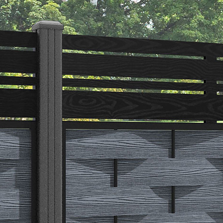 Ripple Linea Fence Panel - Anthracite - with our aluminium posts