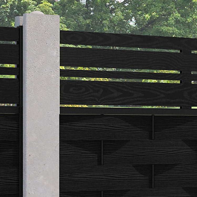Ripple Linea Fence Panel - Black - for existing concrete posts