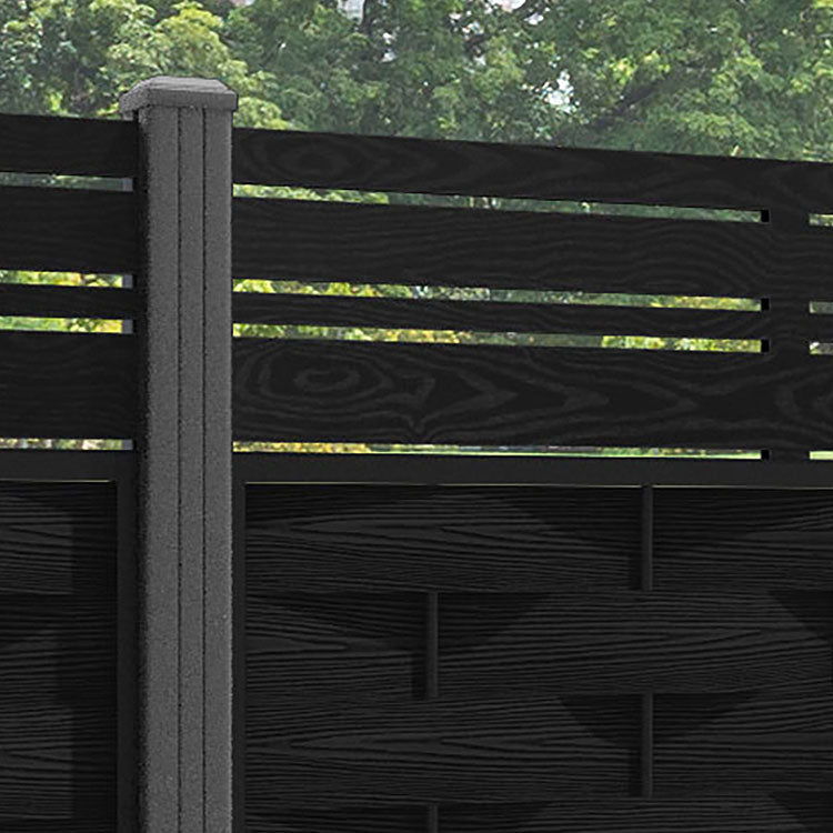 Ripple Linea Fence Panel - Black - with our aluminium posts
