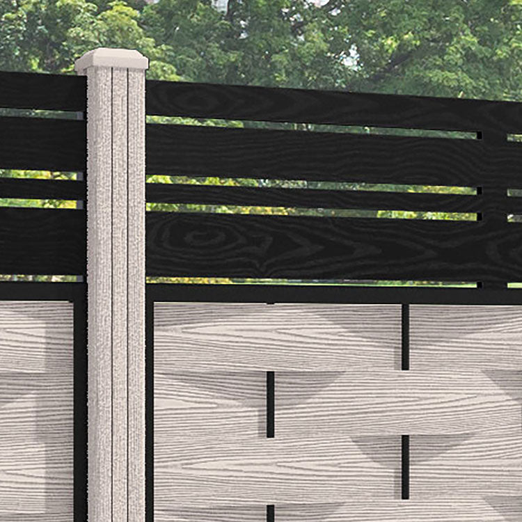 Ripple Linea Fence Panel - Mid Stone - with our composite posts