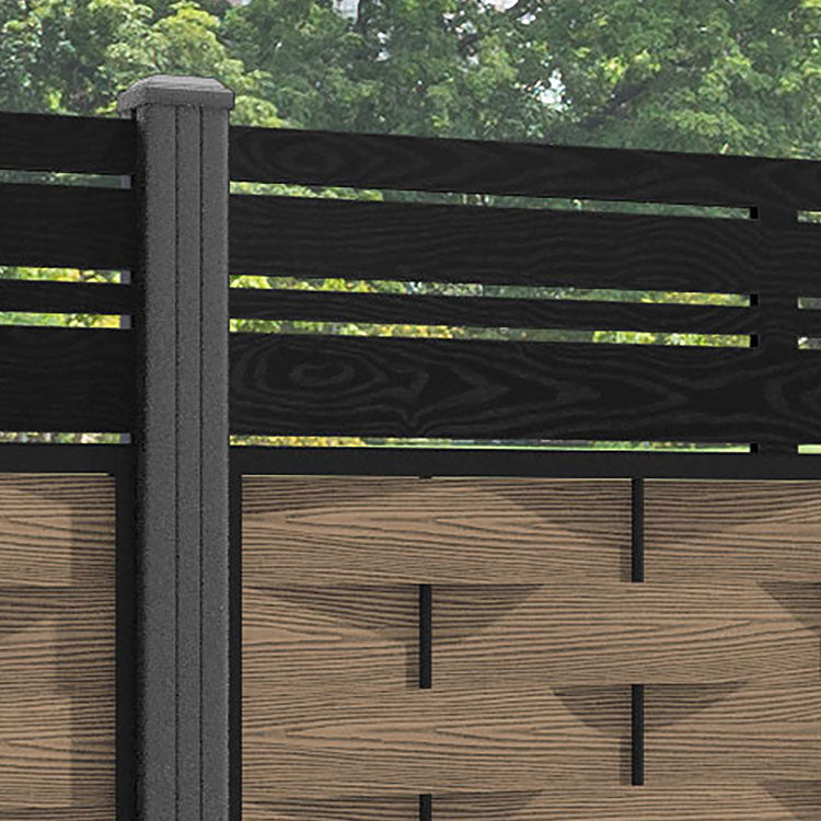Ripple Linea Fence Panel - Teak - with our aluminium posts