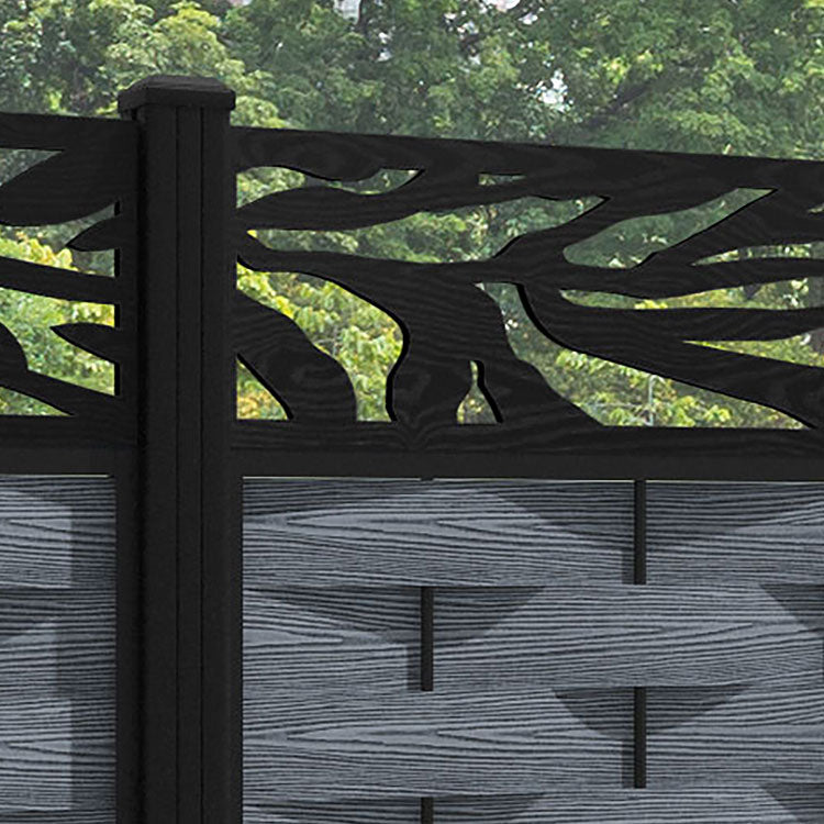 Ripple Malawi Fence Panel - Anthracite - with our aluminium posts