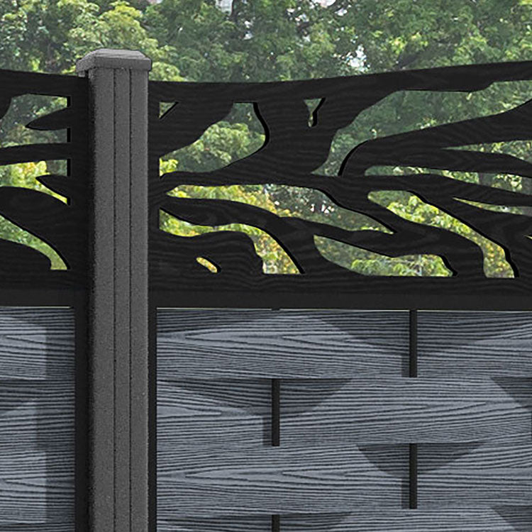 Ripple Malawi Curved Top Fence Panel - Anthracite - with our aluminium posts