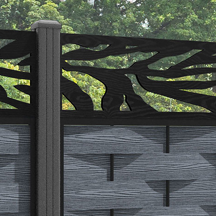 Ripple Malawi Fence Panel - Anthracite - with our aluminium posts