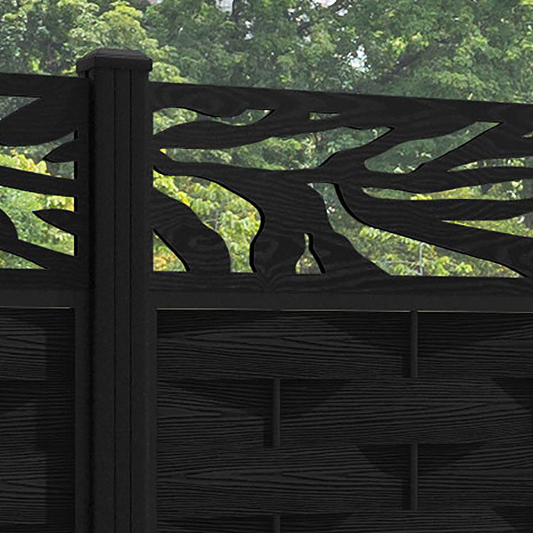Ripple Malawi Fence Panel - Black - with our aluminium posts