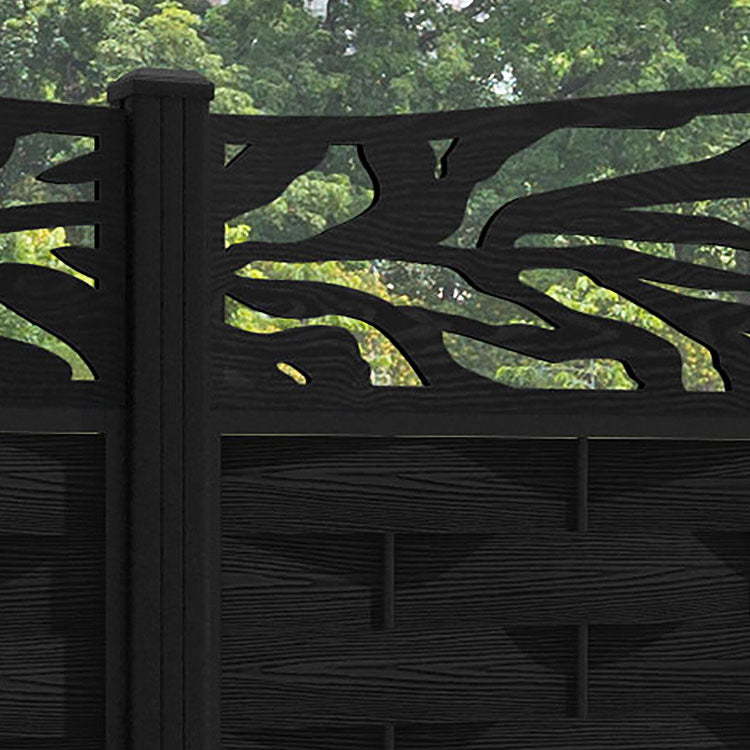 Ripple Malawi Curved Top Fence Panel - Black - with our aluminium posts
