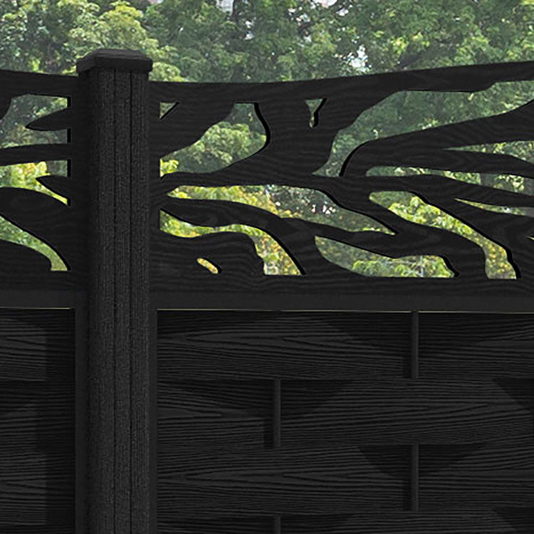Ripple Malawi Curved Top Fence Panel - Black - with our composite posts