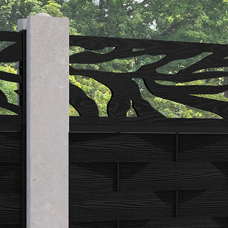 Ripple Malawi Fence Panel - Black - for existing concrete posts