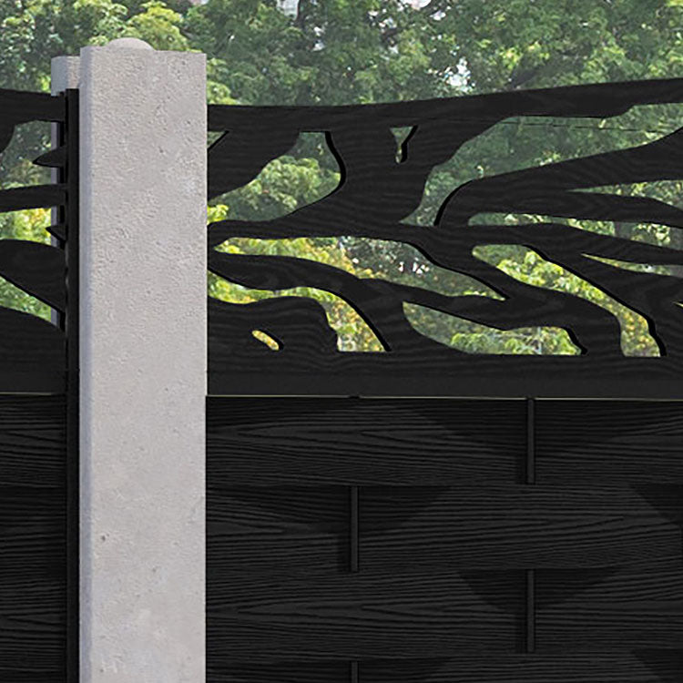 Ripple Malawi Curved Top Fence Panel - Black - for existing concrete posts