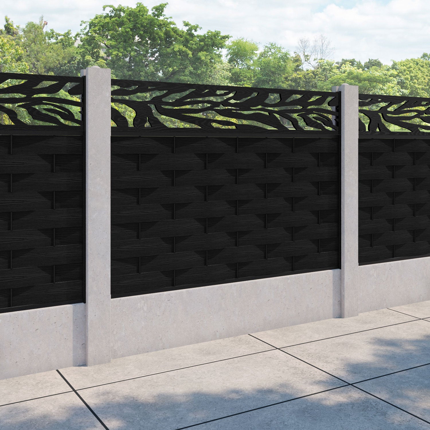 Ripple Malawi Fence Panel - Black - for existing concrete posts