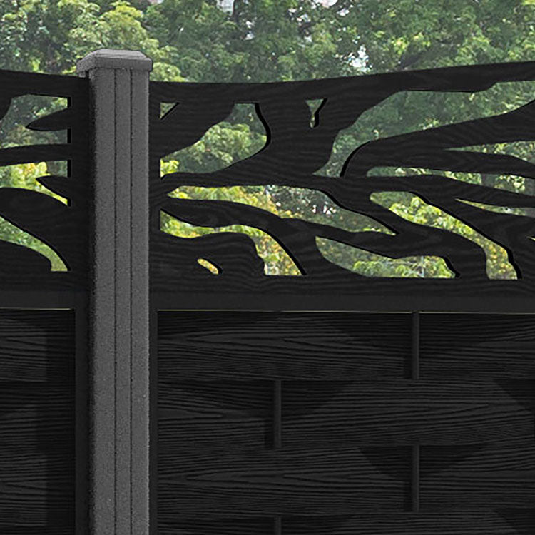 Ripple Malawi Curved Top Fence Panel - Black - with our aluminium posts