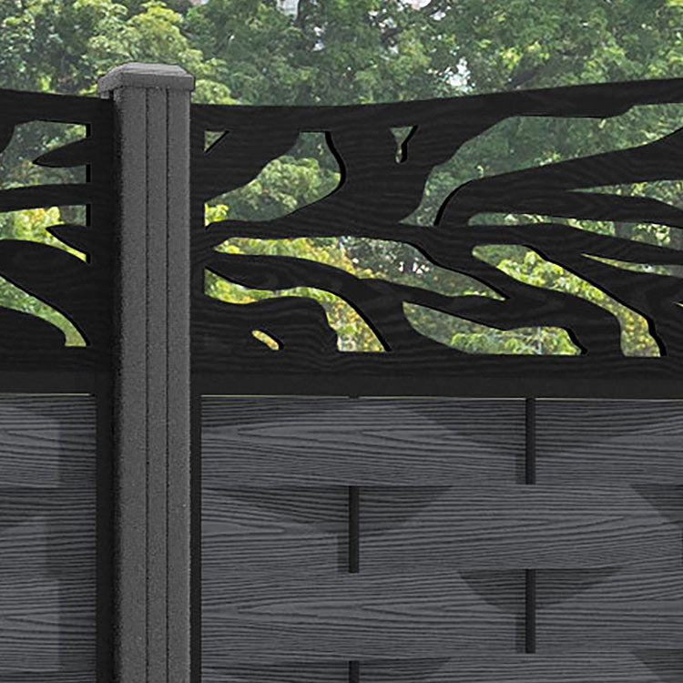 Ripple Malawi Curved Top Fence Panel - Dark Grey - with our aluminium posts