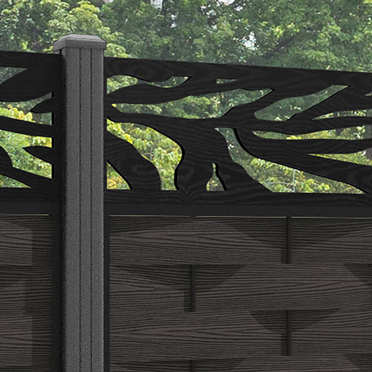Ripple Malawi Fence Panel - Dark Oak - with our aluminium posts