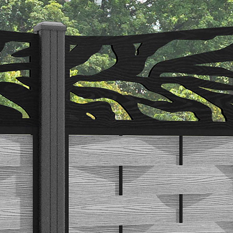 Ripple Malawi Curved Top Fence Panel - Light Grey - with our aluminium posts