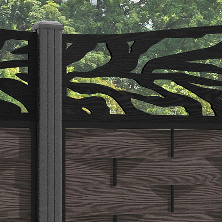 Ripple Malawi Curved Top Fence Panel - Mid Brown - with our aluminium posts