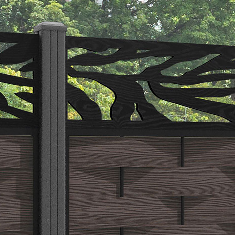 Ripple Malawi Fence Panel - Mid Brown - with our aluminium posts