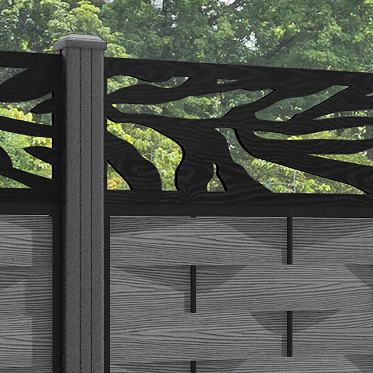 Ripple Malawi Fence Panel - Mid Grey - with our aluminium posts