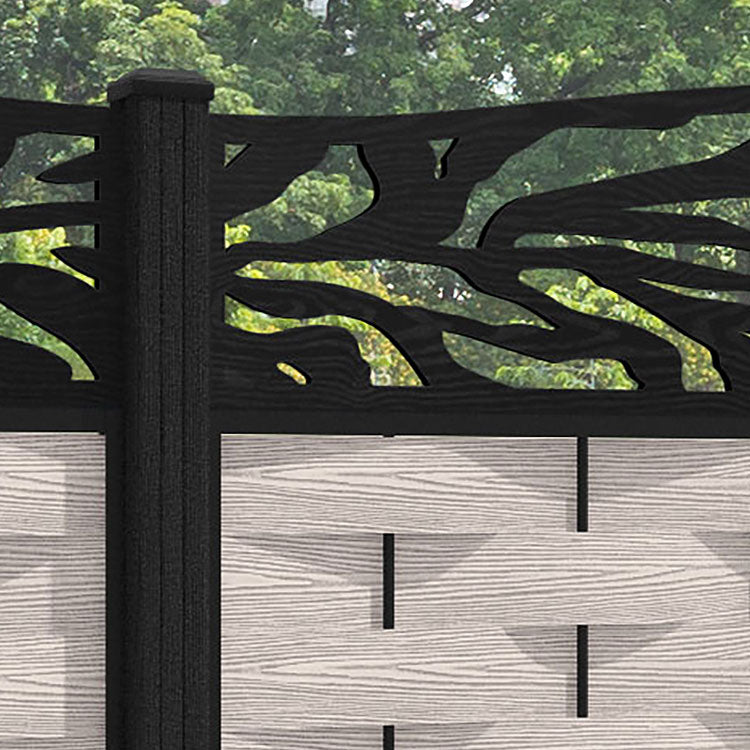 Ripple Malawi Curved Top Fence Panel - Mid Stone - with our composite posts