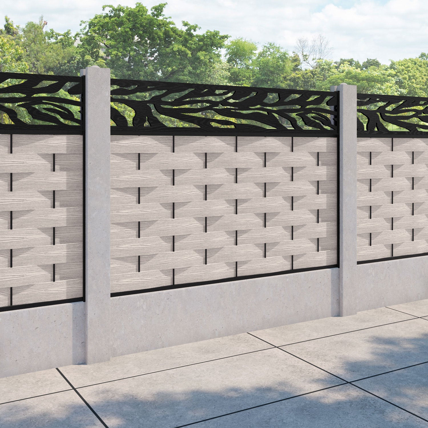 Ripple Malawi Fence Panel - Mid Stone - for existing concrete posts