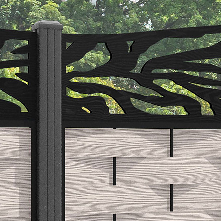 Ripple Malawi Curved Top Fence Panel - Mid Stone - with our aluminium posts