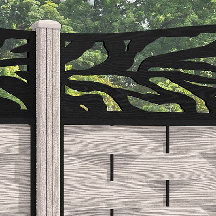 Ripple Malawi Curved Top Fence Panel - Mid Stone - with our composite posts