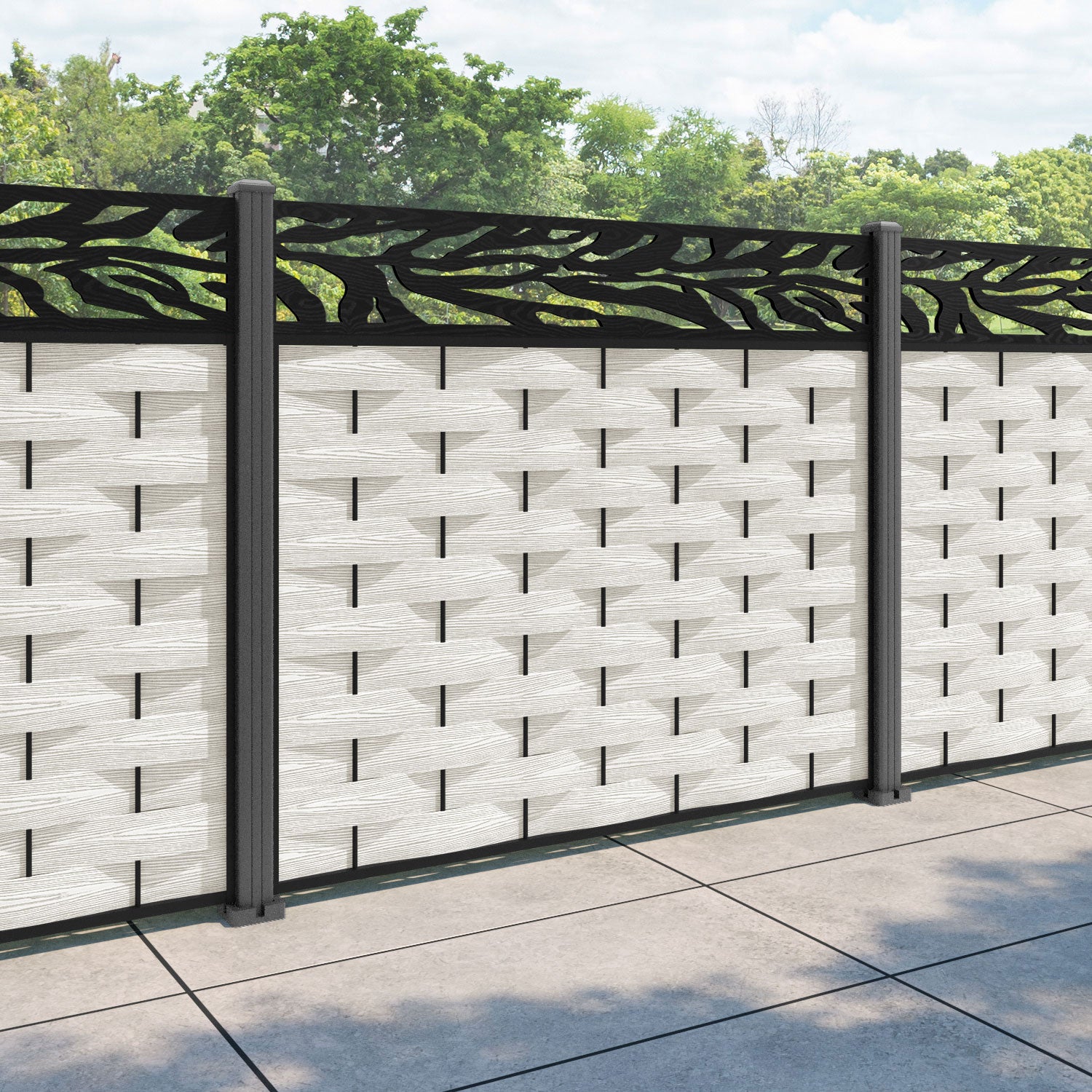 Ripple Malawi Fence Panel - Light Stone - with our aluminium posts