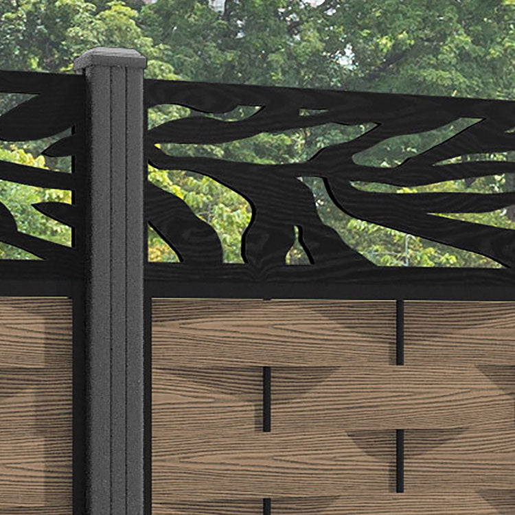Ripple Malawi Fence Panel - Teak - with our aluminium posts