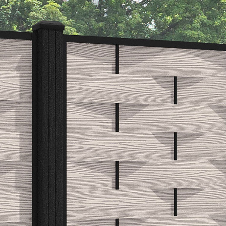Ripple Fence Panel - Mid Stone - with our composite posts