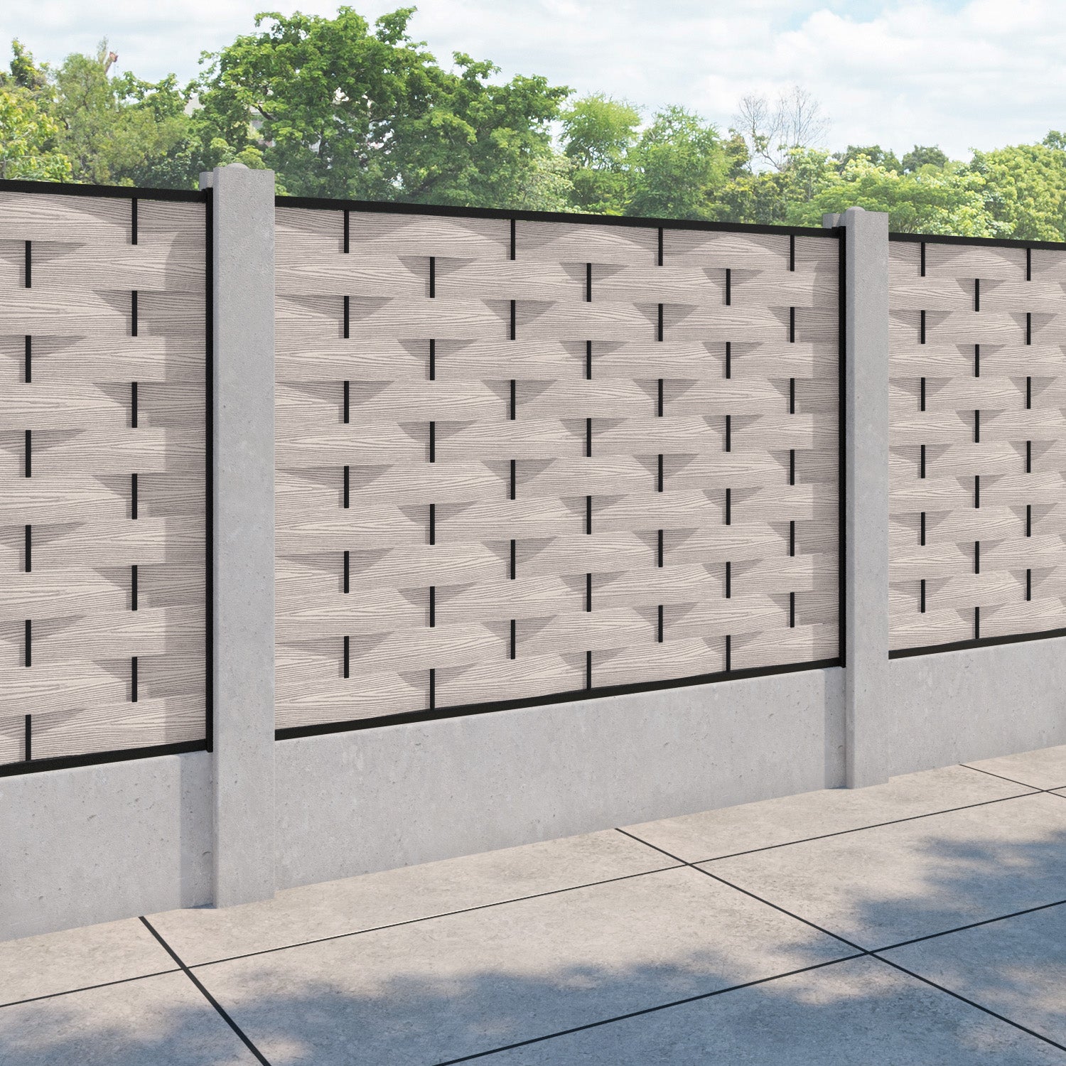 Ripple Fence Panel - Mid Stone - for existing concrete posts