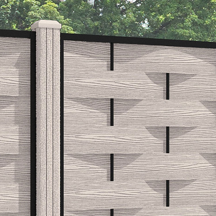 Ripple Fence Panel - Mid Stone - with our composite posts