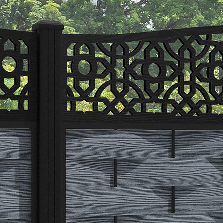 Ripple Nabila Curved Top Fence Panel - Anthracite - with our aluminium posts