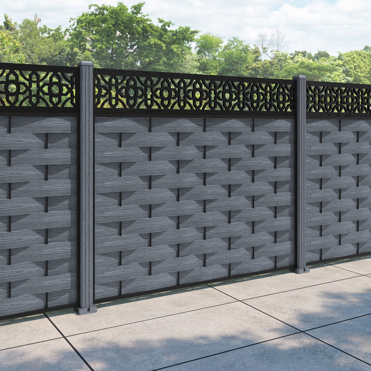 Ripple Nabila Fence Panel - Anthracite - with our composite posts