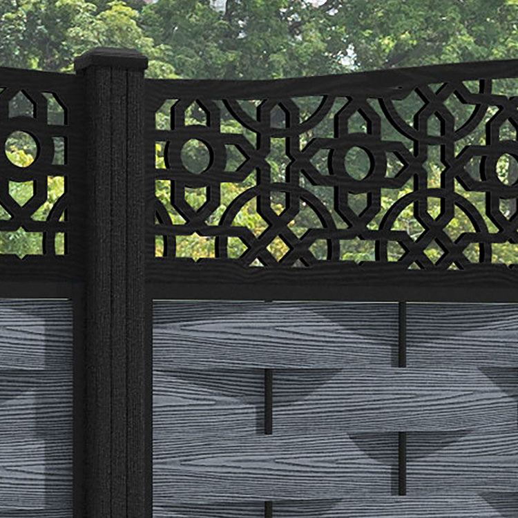 Ripple Nabila Curved Top Fence Panel - Anthracite - with our composite posts