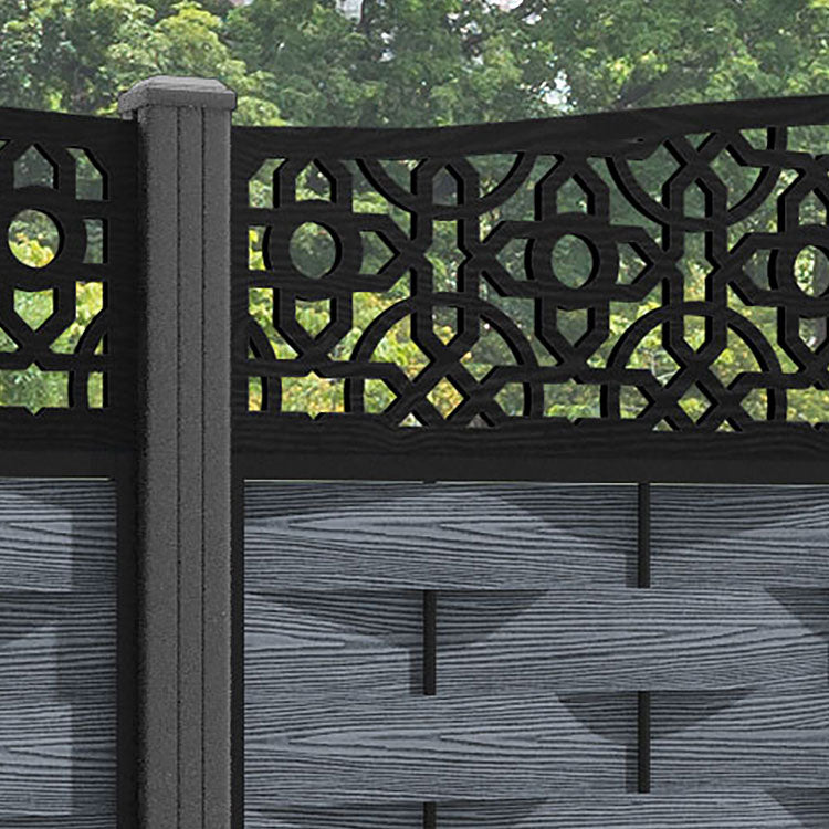 Ripple Nabila Curved Top Fence Panel - Anthracite - with our aluminium posts