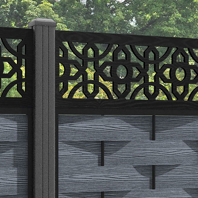 Ripple Nabila Fence Panel - Anthracite - with our aluminium posts