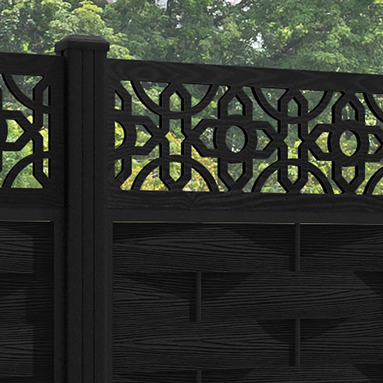 Ripple Nabila Fence Panel - Black - with our aluminium posts