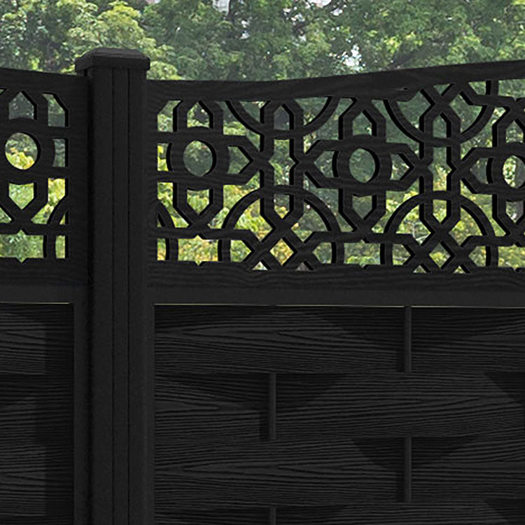 Ripple Nabila Curved Top Fence Panel - Black - with our aluminium posts