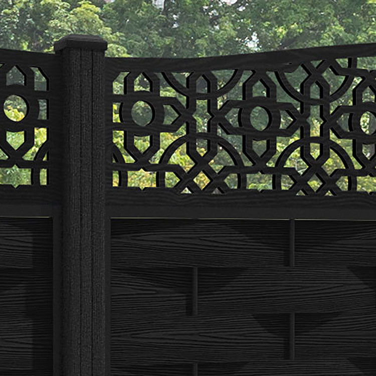 Ripple Nabila Curved Top Fence Panel - Black - with our composite posts
