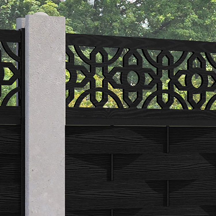 Ripple Nabila Fence Panel - Black - for existing concrete posts