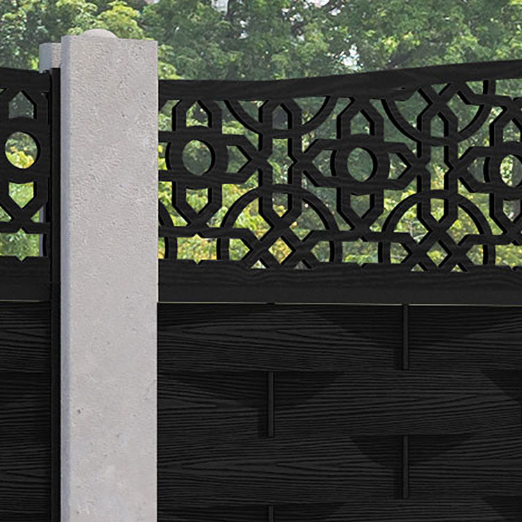 Ripple Nabila Curved Top Fence Panel - Black - for existing concrete posts