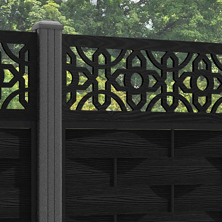 Ripple Nabila Fence Panel - Black - with our aluminium posts