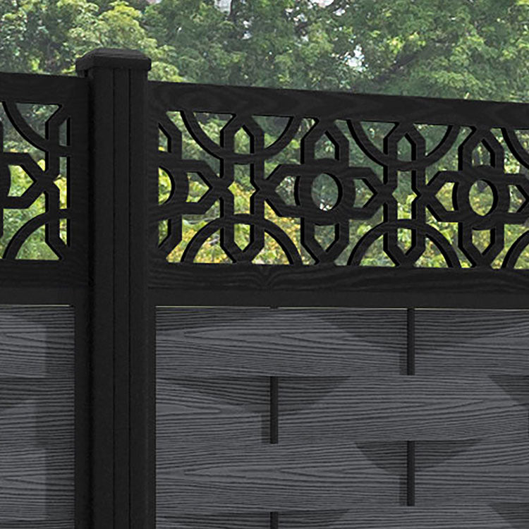 Ripple Nabila Fence Panel - Dark Grey - with our aluminium posts